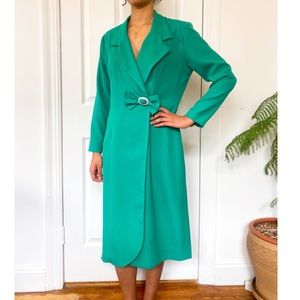 Vintage green coat dress 60s 70s small DR